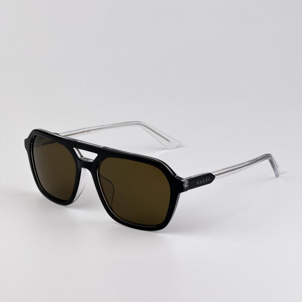 Gucci GG1823SA 003 Sunglasses – Black Pilot Frame with Brown Lenses